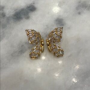 Elegant large Gold Butterfly Earrings